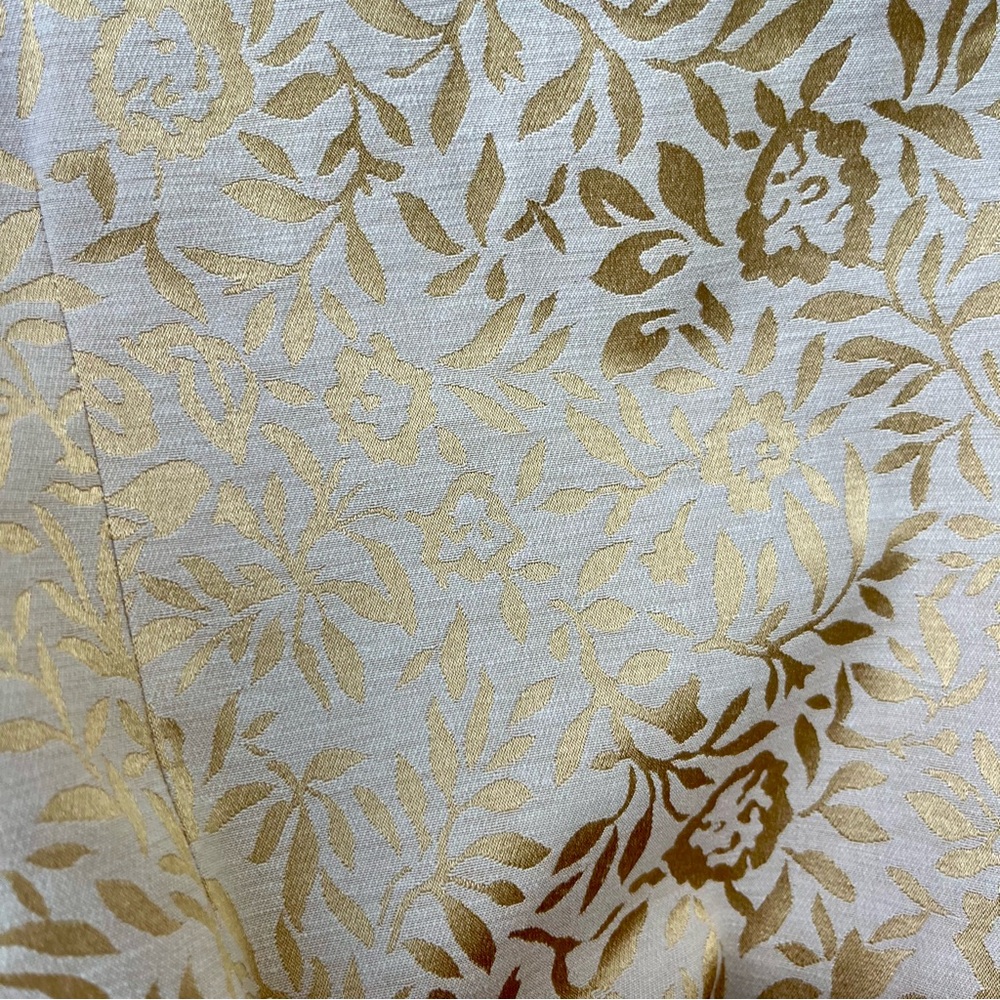 Pendleton Vintage 80s Gold Lame Cream Floral Brocade Belted Lined Blazer Jacket - Picture 16 of 16